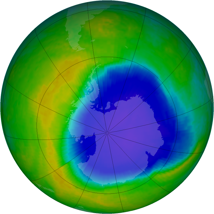 Antarctic ozone map for 16 November 2001